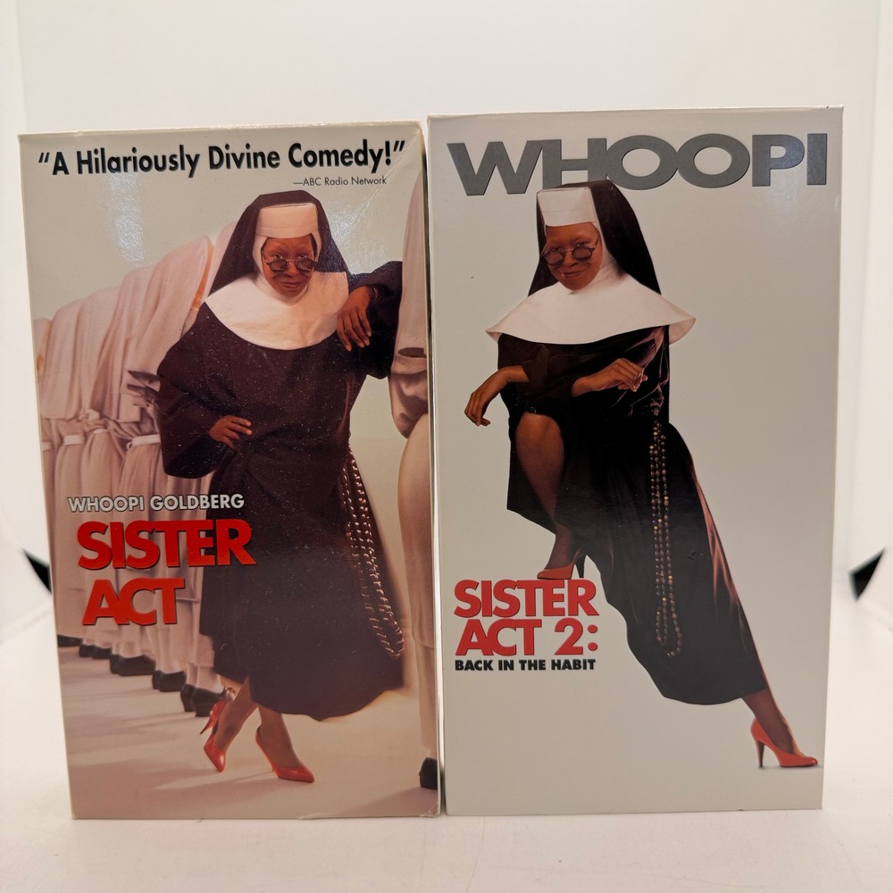 Sister Act 1 & 2 VHS Set Whoopi Goldberg 90s Comedy Movies Touchstone Home Video